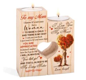 Personalized Candle Holder to My Mom Heart Shaped Candle Teepanda