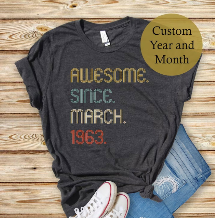 Awesome Since 1963 T Shirt, 60th Birthday Gift for Woman,Man, Personalized Birthday Tshirt