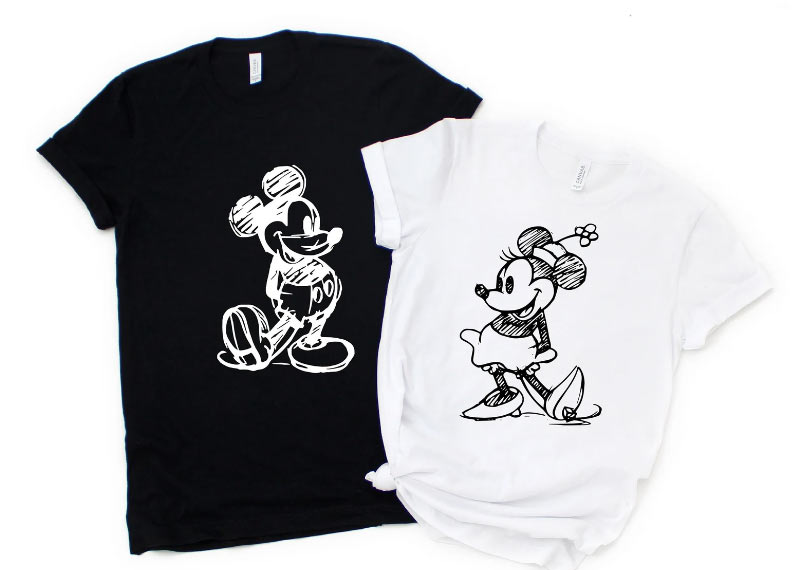 Disney Personalized Mickey and Minnie Tees, Disneyworld Couples Shirt, Her Mickey and His Minnie Matching Disney Couples Shirts